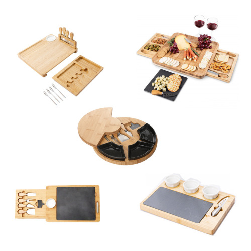 Cheese board cross-border bestseller with drawer tray knife set bamboo cutting board ready for home use cheese cutting board set
