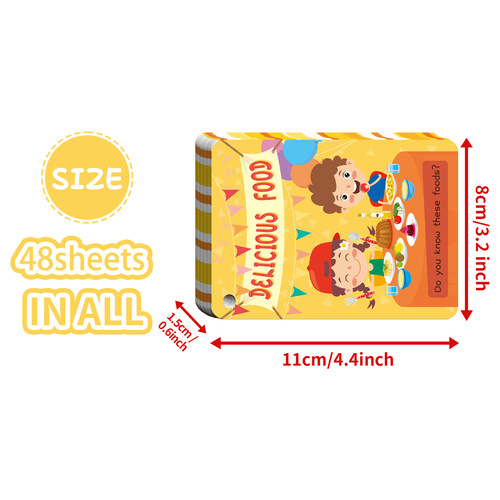 48 Food Recognition Baby Enlightenment Education Cards Cross-border Parent-child Time Children's Early Education Brain-teaser Education Cards