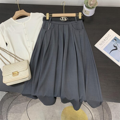 Women's Spring and Autumn High-Waisted Skimming A-Line Long Dress with Trousers, Giving a Sense of Elegance