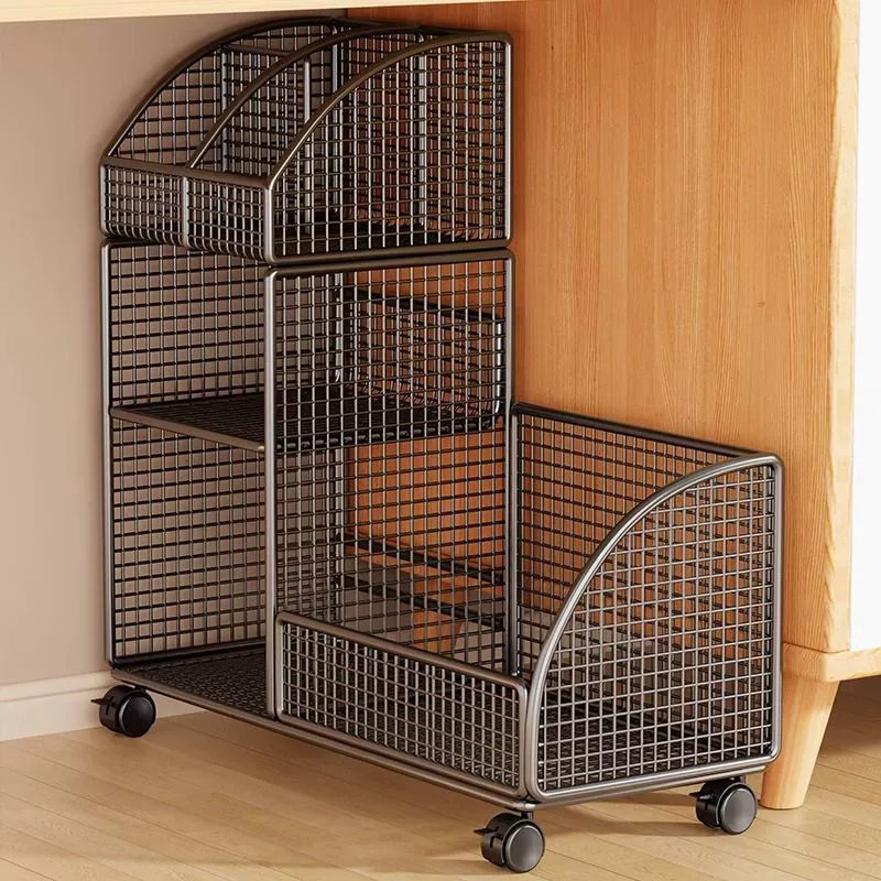 Напольная сетка для хранения под столом, стеллаж для хранения школьных сумок, стеллаж для хранения игрушек, железный мобильный стеллаж для хранения