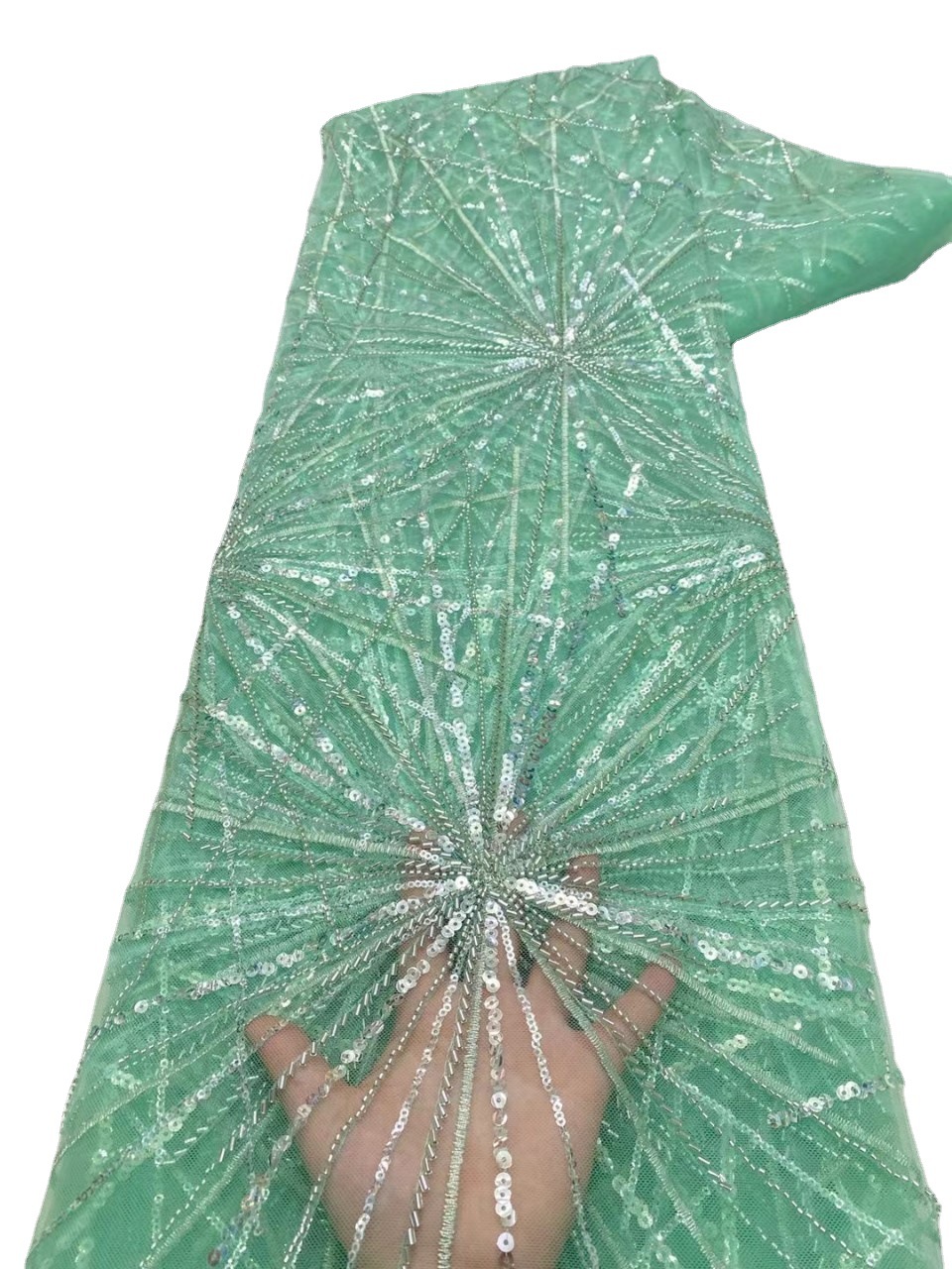 Fuegos artificiales de verano rayas lentejuelas encaje vestido europeo y americano los niños tela bordada JX3556