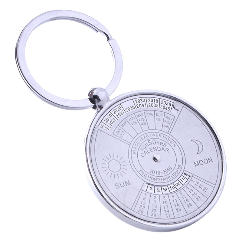 Venta caliente calendario llavero coche colgante creativo metal regalo práctico hombres letras logo llavero