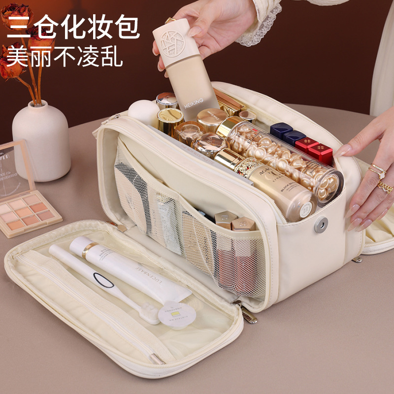 Transfronterizo tres almacenes nueve áreas bolsa de maquillaje multifuncional gran capacidad multicapa bolsa de almacenamiento de cosméticos bolsas de lavado de mano