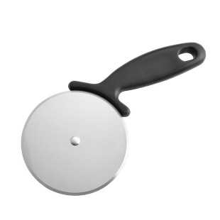 Large Stainless Steel Flowing Water-Shaped Pizza Knife with Black Handle, No Scratches, Neat Cuts