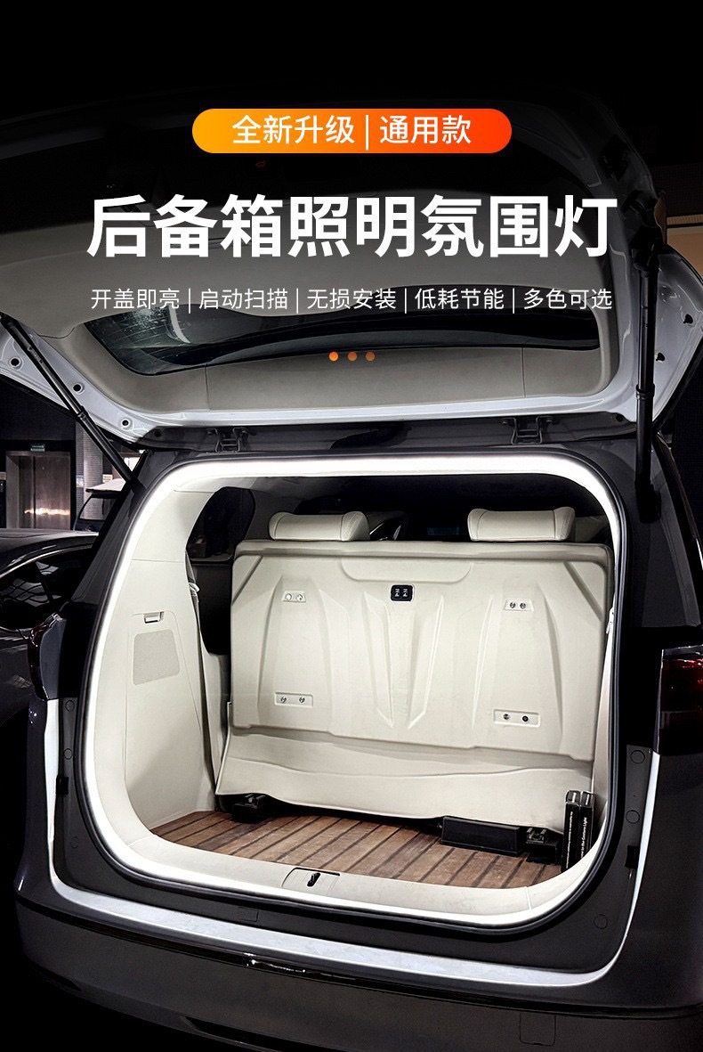 Universal Rear Trunk Light for All Car Models, Suv and Sedan Trunk Lighting, Ambient Light, Automatic Sensing Led Camping Light