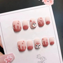 B411松鼠跳跳可愛風穿戴甲短款可拆卸假指甲新款廠家直銷一件代發