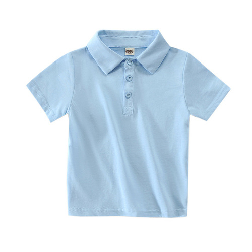 Barra  New Summer Short-Sleeve POLO Shirt for Infants and Toddlers, Solid Color, 0-6 Years, 100% Cotton, Breathable Fabric