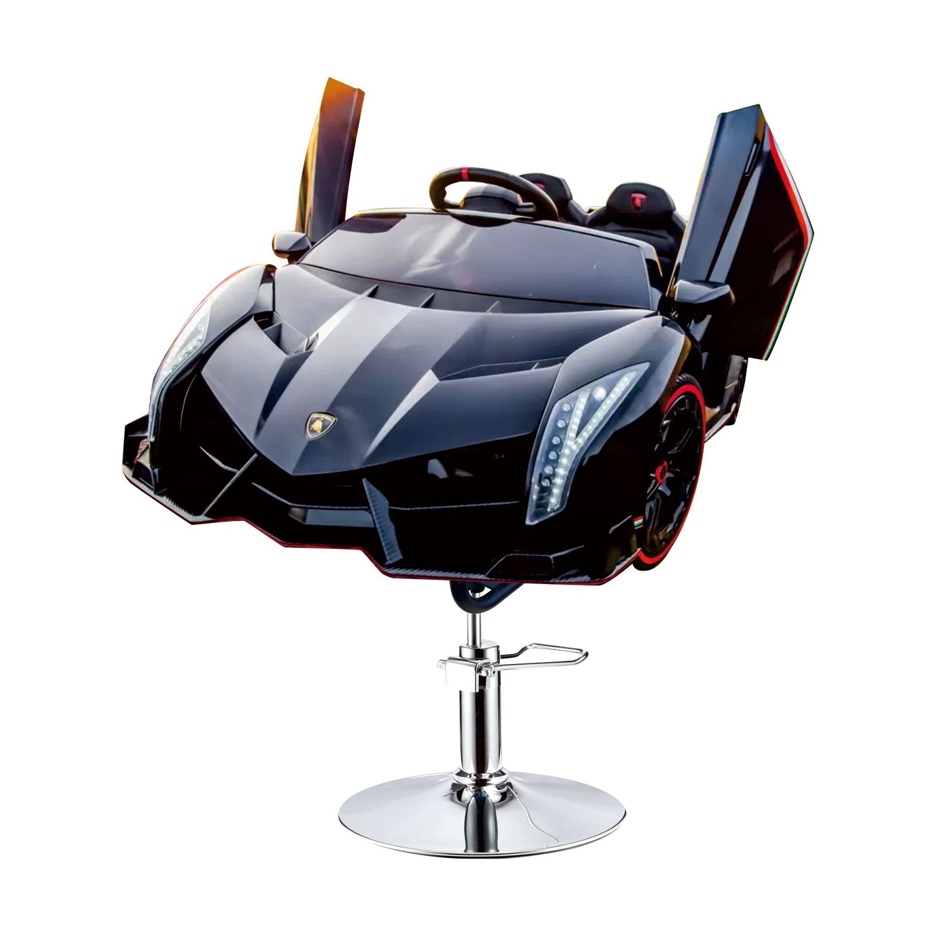 Asiento de peluquería eléctrico para niños, silla de peluquería para automóvil, silla giratoria elevadora, música, salón de peluquería para niños, silla de corte para niños image 46