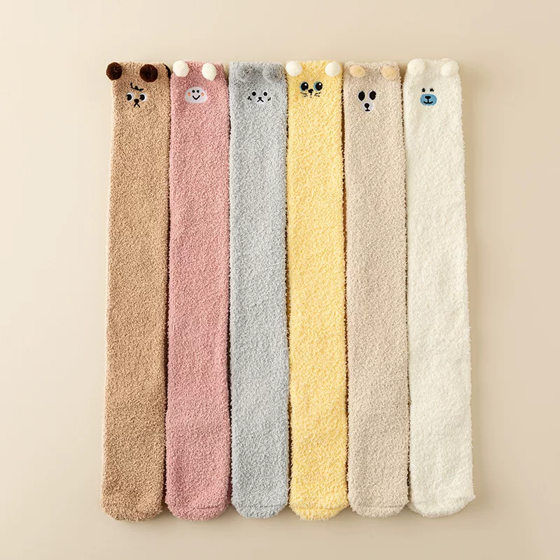 Coral velvet keep warm cartoon socks