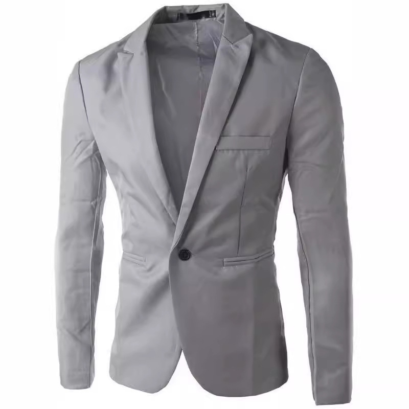Cross-border Foreign Trade Fashion Men's Casual Single-breasted Small Suit Korean Style Youth Slim-fit Solid Color Non-ironing Suit Jacket