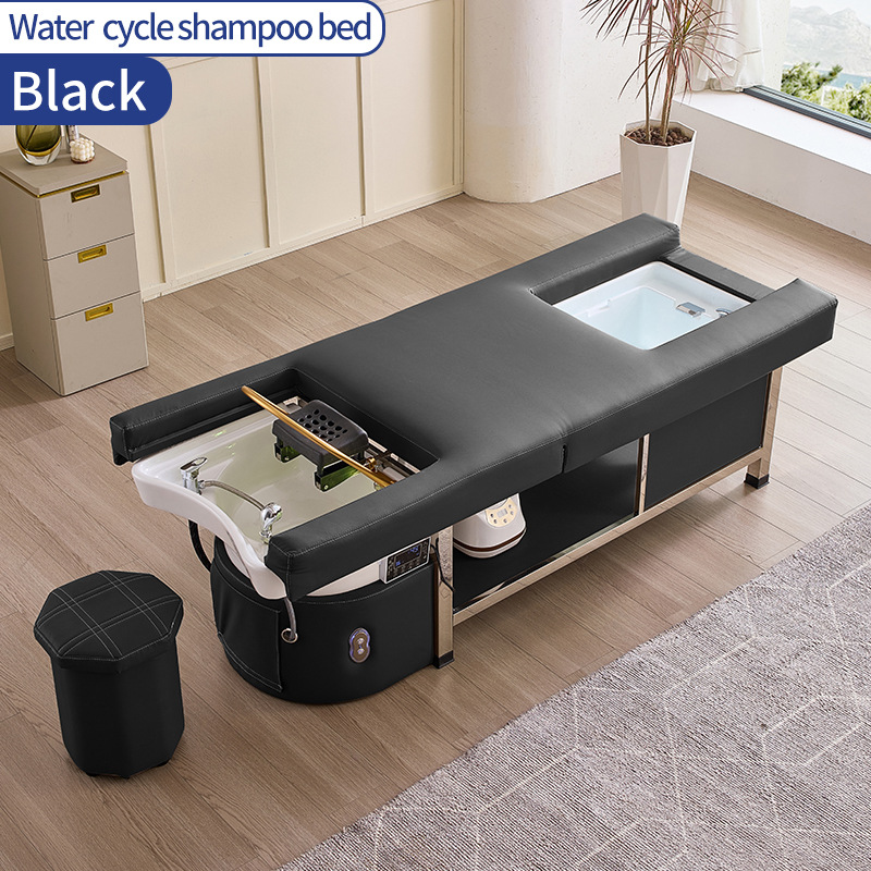 Cama eléctrica elevadora multifuncional para salón de belleza, cama de lavado de cabello, cama de masaje para terapia de cabeza, cama de masaje y cama de fumigación para circulación de agua