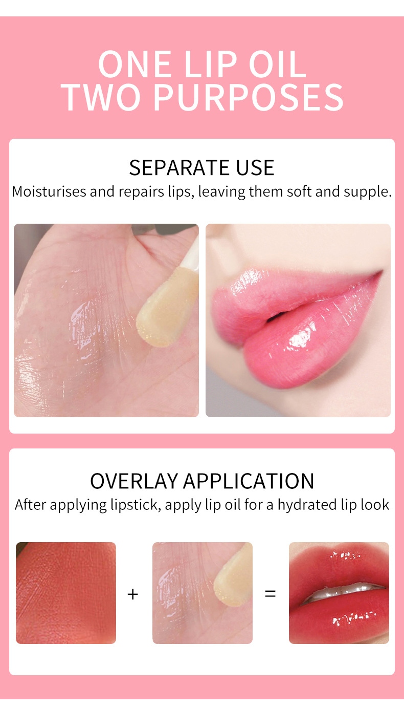 VIBELY Cross-border Water Light Glass Lip Oil Moisturizes, hydrates, brightening and transparent Lip Gloss Dudu Lip Gloss reduces lip lines undefined