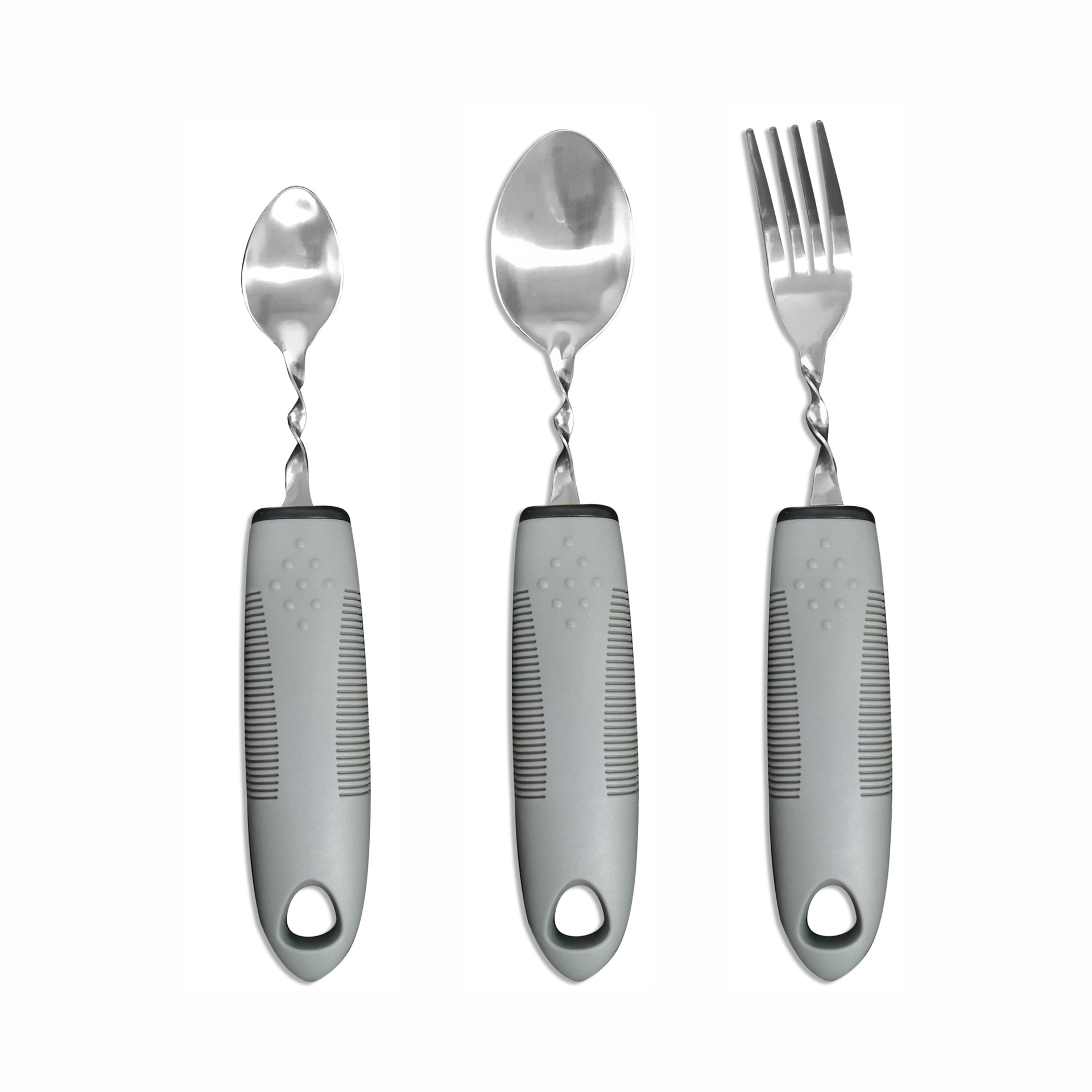 Mango transfronterizo de caucho y plástico de acero inoxidable antivibración, plegable adaptable y doblado para ancianos, vajilla de rehabilitación de alimentos, juego de cuchillos, tenedores y cucharas