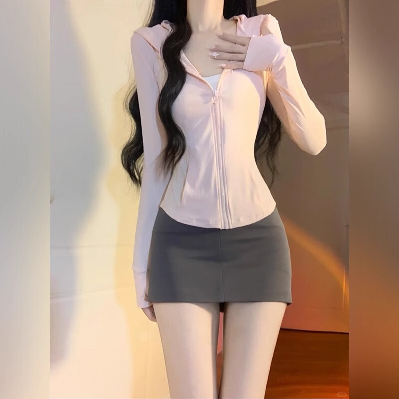 Ice Silk Yellow Sun Protection Clothing, Slim Fit Women's Summer Waist-Cinching Anti-Uv Jacket, Yoga Clothing Set, 2026 New Style