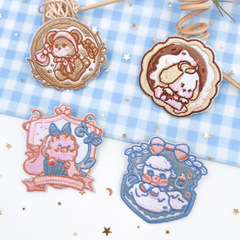 Computer Embroidered Pin Shirt Uniform Teddy Bear Embroidery Badge Cute Fabric Patch Clothing Accessory Supply Wholesale
