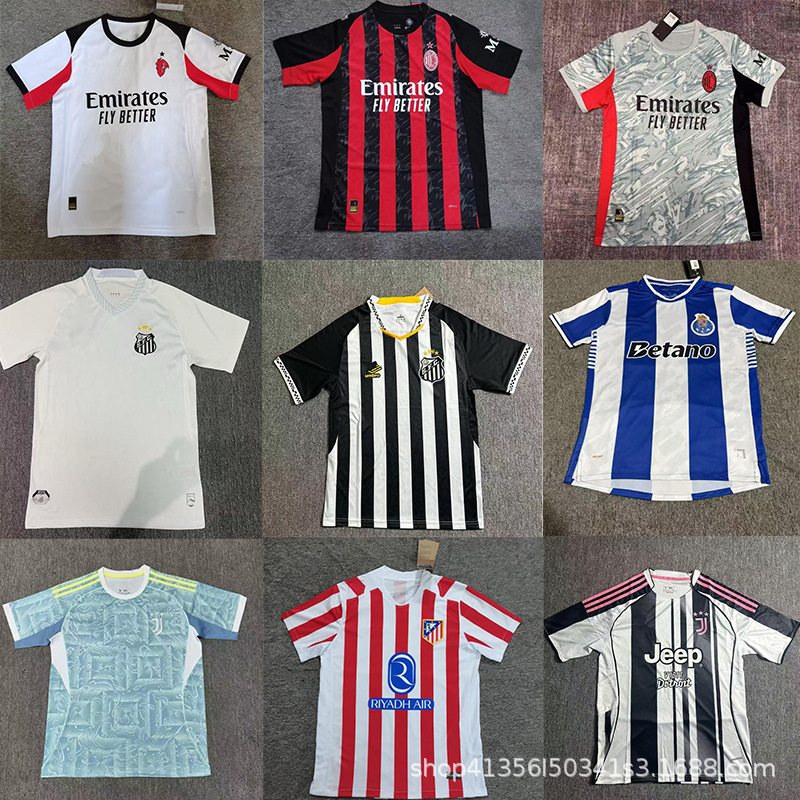 Ac-Ml Juventus Atletico Madrid Santos Porto Ajax Jersey Club Football Uniform Wholesale Tops