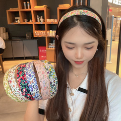 Fresh and Simple Floral Fabric Wide Headband for Women, Fairy-like Quality Hair Pin, Korean Style Simple Grid Hair Clip