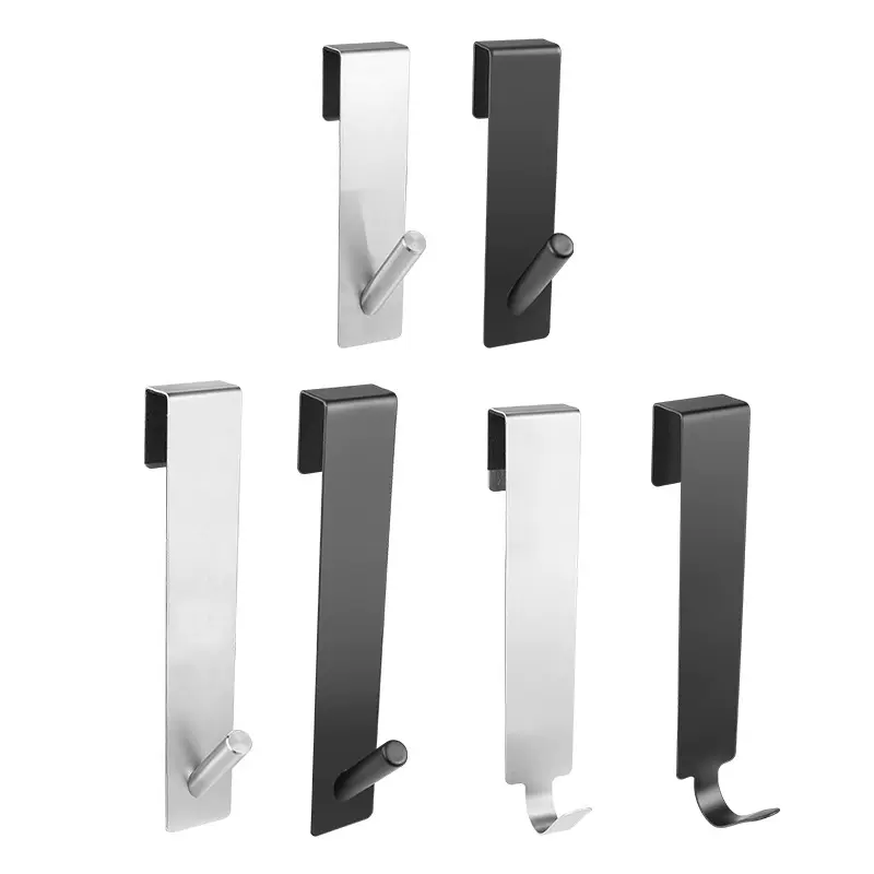 跨境现货不锈钢后挂钩双面金属免沾易收纳衣钩浴室玻璃门挂钩