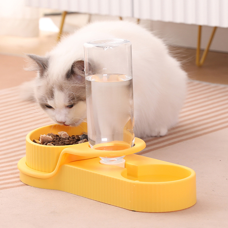 Nuevo tazón de alimentación transfronteriza para gatos alimentador automático de agua tazón para perros 2 en 1 dispensador de agua de doble uso tazón para gatos artículos para mascotas