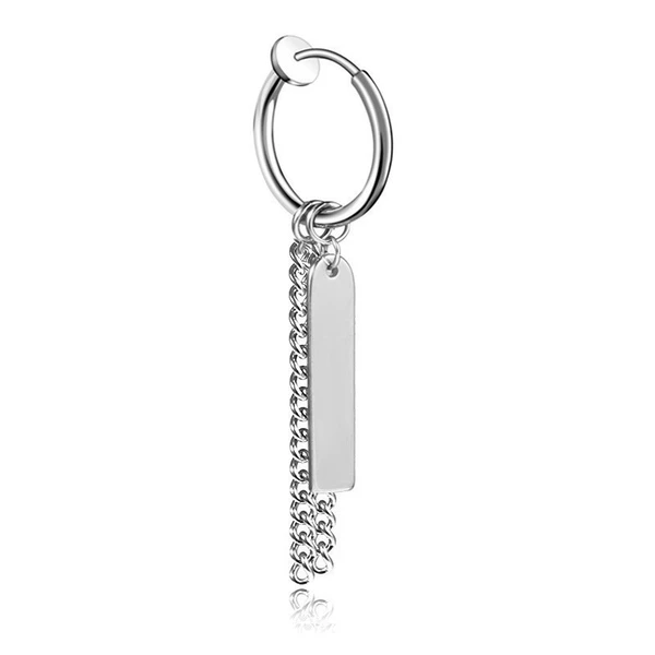 Round head hang tag double-chain steel color ear clip single