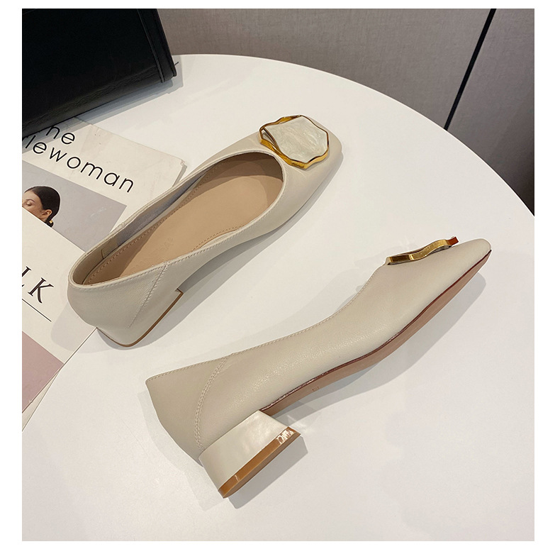 Elegant Women's Leather Dress Shoes Square Toe Thick Low Heel_voghion.com