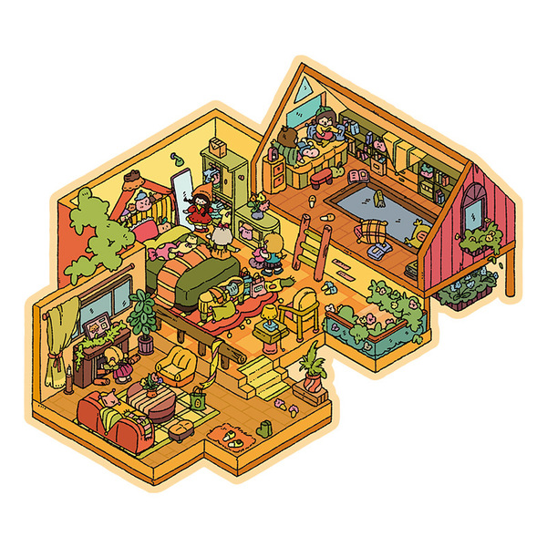 Cute three dimensional sticker