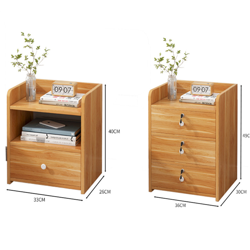 Estante de almacenamiento de mesita de noche simple dormitorio nórdico moderno pequeño gabinete de almacenamiento económico de madera maciza