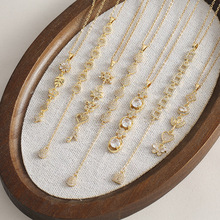 简约长款流苏铜镀18K金微镶锆石项链女 欧美潮流热销项链百搭饰品