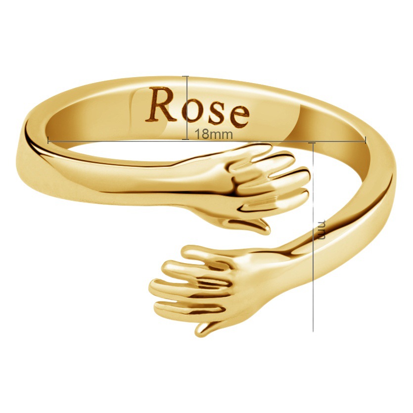 European and American Cross-Border Couple Open Ring DIY Engraving Couple Hugging Ring Fashion Trendy Ring Copper Material Jewelry
