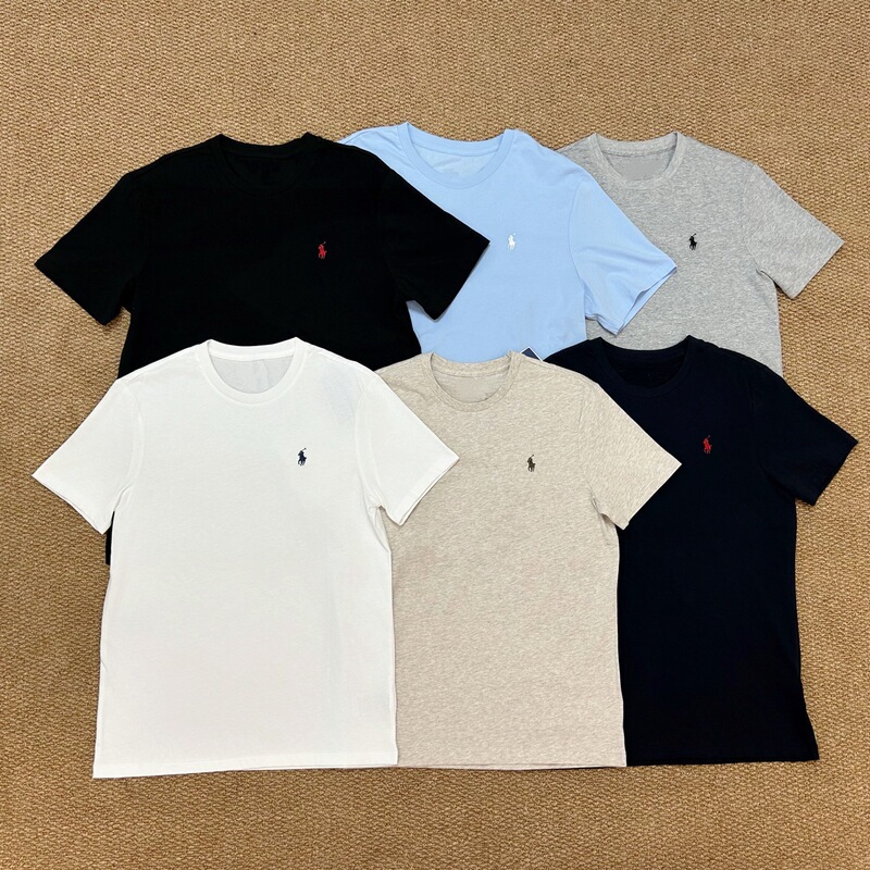 High-Quality Polo Ralph Lauren Men's Casual Short-Sleeve Cotton T-Shirt for Spring and Summer, Embroidered Crew Neck, Export