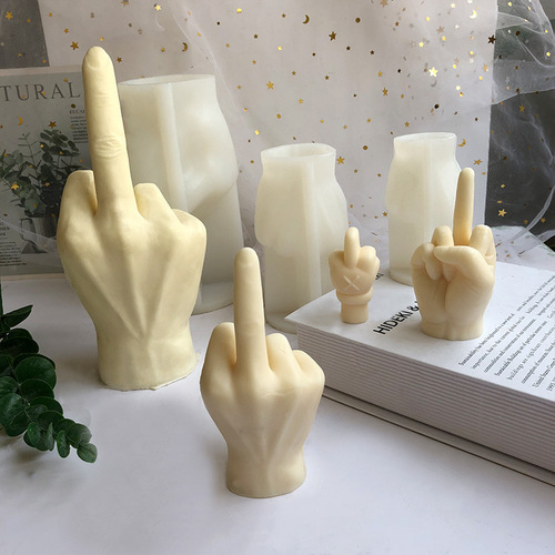 Gesture candle mold diy Guanyin hand aromatherapy plaster vertical middle finger glue ornament finger cake silicone mold