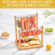 创意木制烤肉架带夹子餐厅桌面培根多用途置物架分隔蘸料托盘