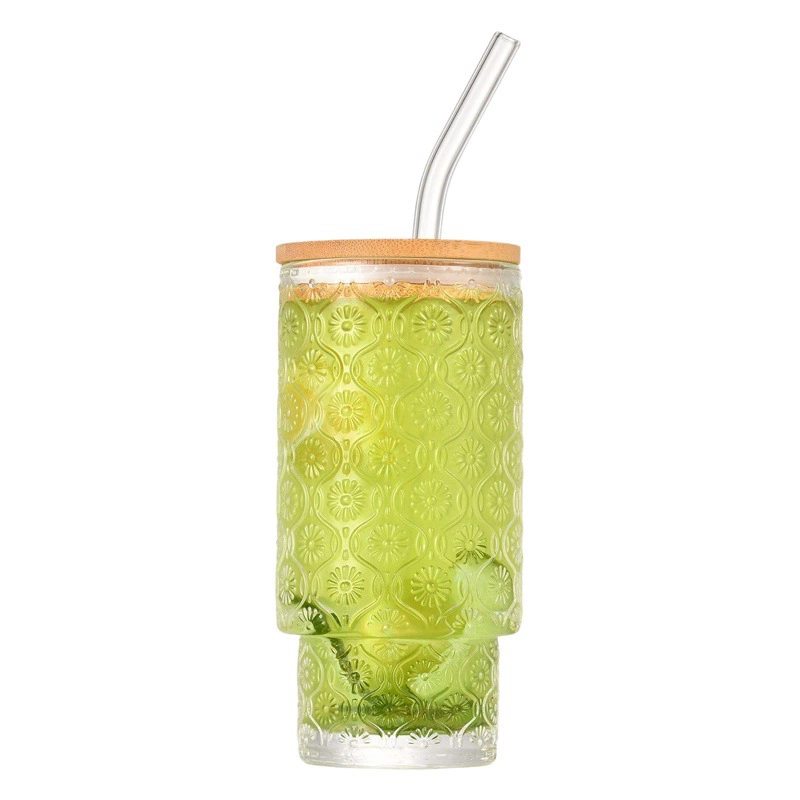 Amazon 16 унций Вертикальная Штабелируемая чашка стеклянный напиток с крышкой с соломенной чашкой сока напиток креативное стекло