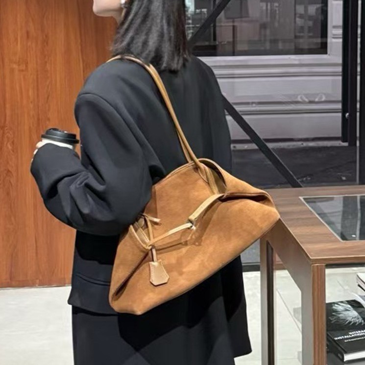 一件代发2025秋冬新款复古磨砂牛皮包托特包高级感真皮女包单肩包|undefined