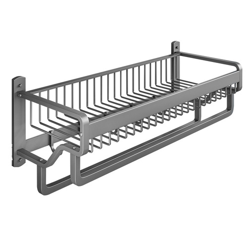 Gun gray bathroom towel rack without punching, light luxury style bathroom storage rack to store clothes, wall-mounted bath towel rack
