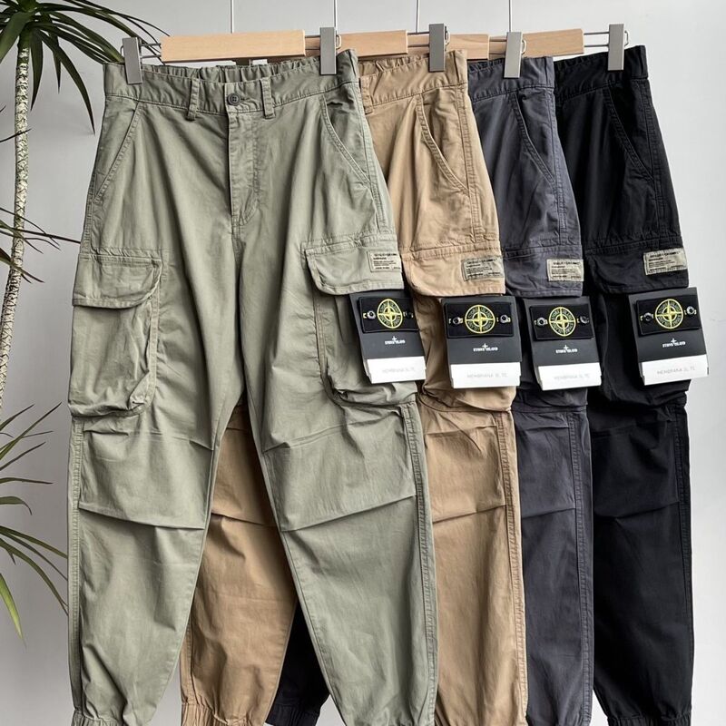 Fall/Winter Stone Stone Badge New Arrival Crock Pants Men's Thin Side Pocket Leg-toe Casual Trousers Instagram Style Trendy