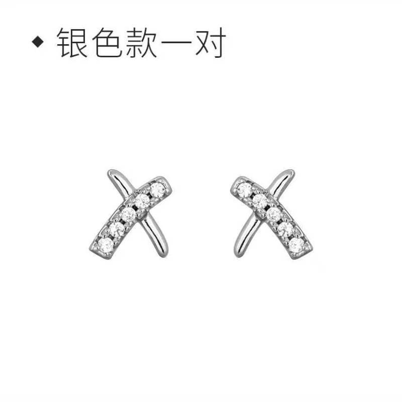 S925シルバークロスピアスレディースins风小柄でシンプルなイヤリング軽くて豪华なデザイン感おしゃれ高级感ピアス|undefined