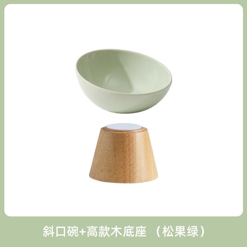 Cuenco biselado de cerámica suministros para mascotas cuenco de gato y perro cuenco de comida tazón de bebida antidetonante protección de cuello de pie alto y corto