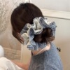 1#Black and white checkered patchwork with lace trim, four layers, approximately 15cm