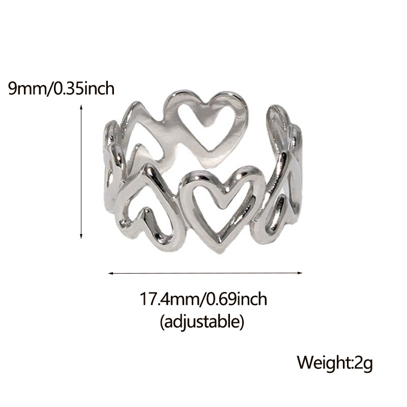 304 Stainless Steel 18K Gold Plated Elegant Retro Plating Geometric Leaf Heart Shape Open Rings display picture 18