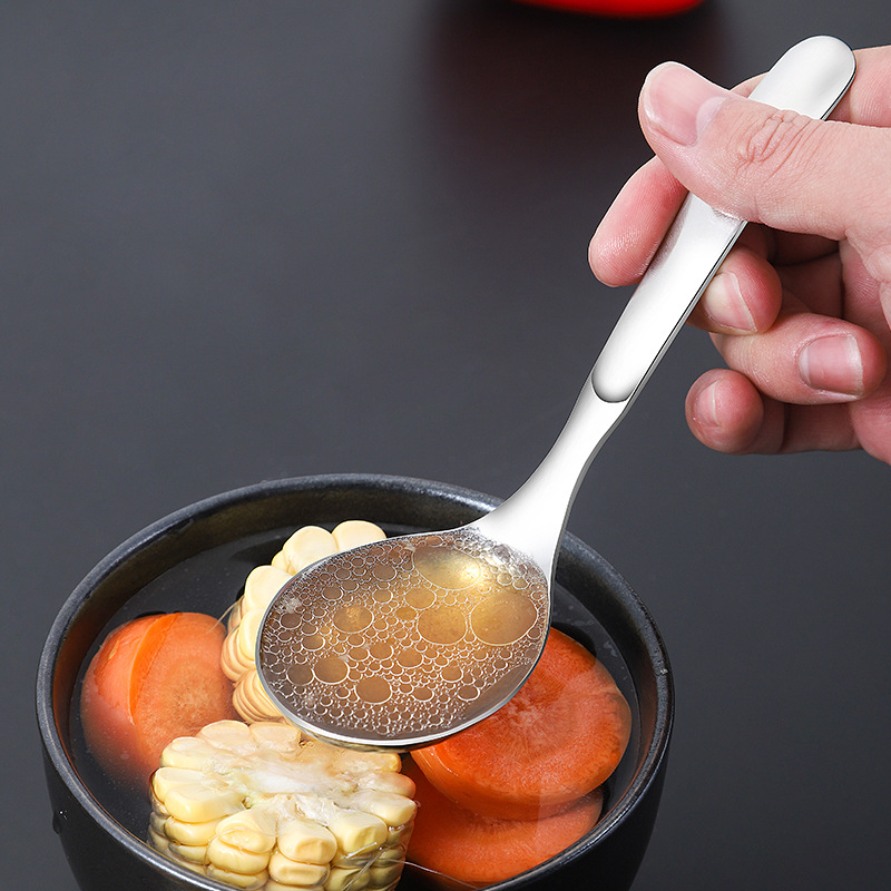 316 Stainless Steel Dinner Spoon Children's Round Head Soup Spoon Household Thickened and Deepened Soup Spoon Big Head Spoon