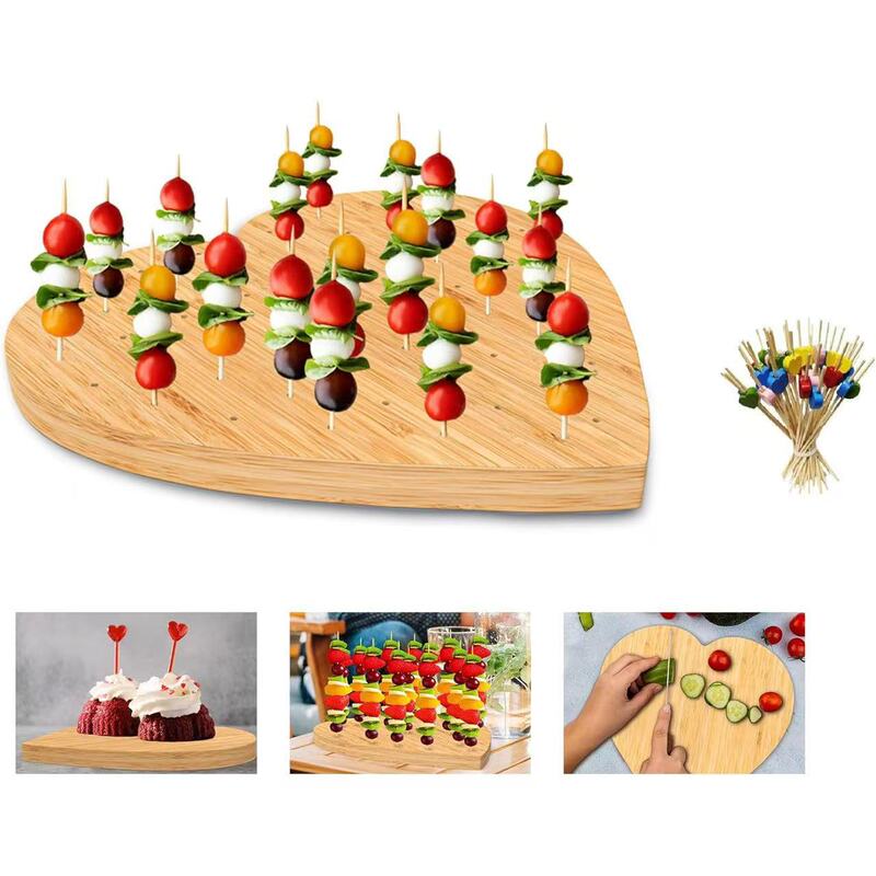 Heart-Shaped Wooden Skewer Rack Fruit Skewer Set Creative Party Plate Bamboo Snack Tray Heart-Shaped Wooden Skewer Rack Fruit Skewer Set Creative Party Plate Bamboo Snack Tray