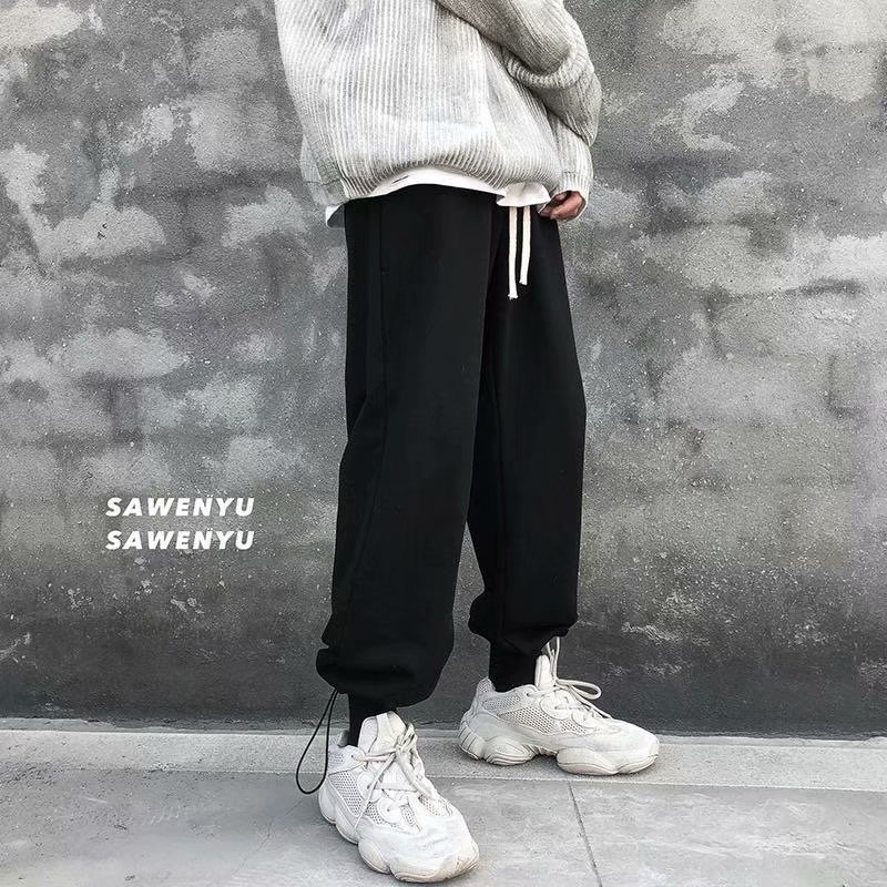 1 2024 Autumn Pants Men Korean Trendy Loose Large Size Jogger Hong Kong Style Brand Solid Color Casual Sports Sweatpants_voghion.com