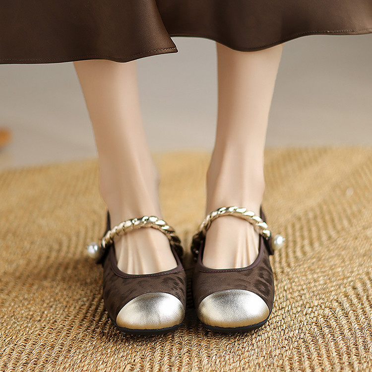 2026 New Original Color-Blocked Leopard Print Ballet Mary Jane Shoes for Women, Flat Loafers, Sizes 32-43, Large Size, Cross-Border