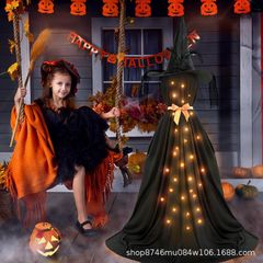 国境を越えた新製品ハロウィーン装飾LED発光幽霊黒幽霊リボン付きハロウィーン魔女装飾
