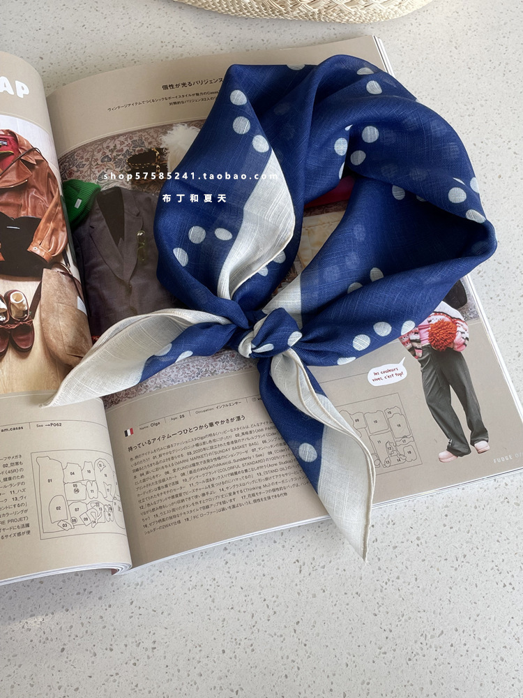 綿麻方巾合集 ~ 超多色柄砕花波点襟巾文芸森系頭巾髪帯包帯女
