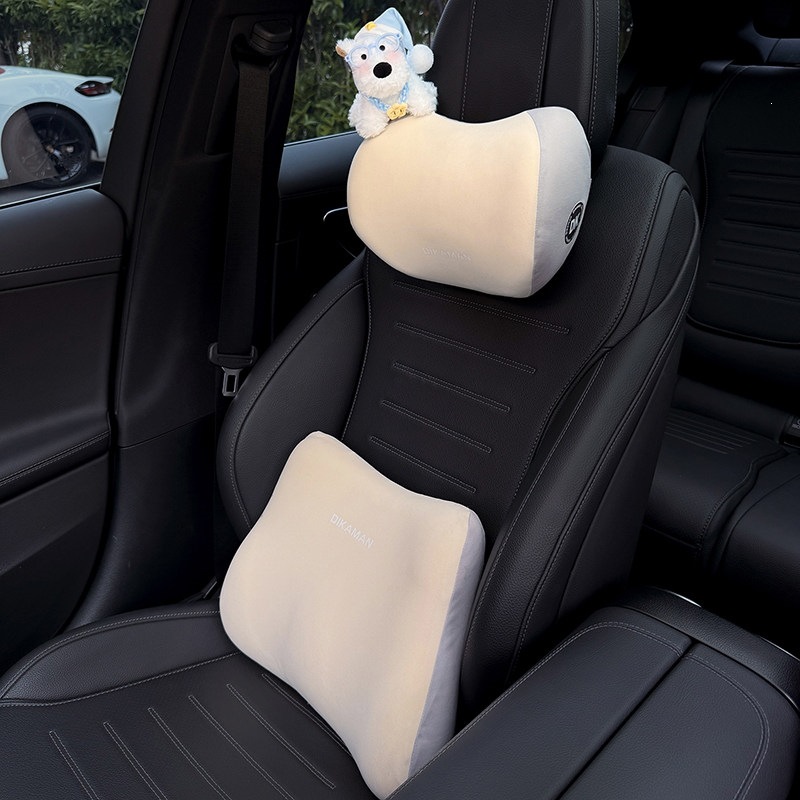 2026 New Model Car Headrest Memory Foam Car Seat Neck Pillow West Highland Plush Toy Car Accessory for Women
