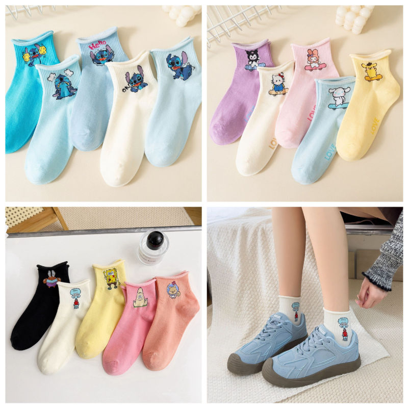 Cross-Border Socks, Cute Girl Socks, Sports Socks, Rolled-Edge Socks, Japanese Anime Cartoon Candy-Colored Short Socks Cross-Border Socks, Cute Girl Socks, Sports Socks, Rolled-Edge Socks, Japanese Anime Cartoon Candy-Colored Short Socks