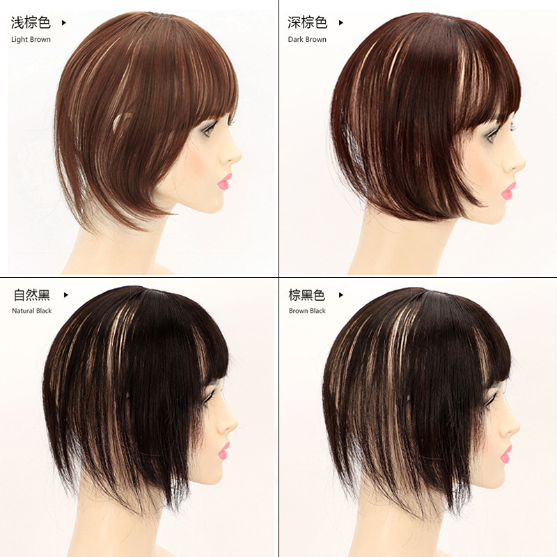 Pieza de peluca cabeza femenina cubierta de parche de pelo de seda mixta pelo blanco pelo esponjoso pelo escaso invisible flequillo de aire pieza de peluca