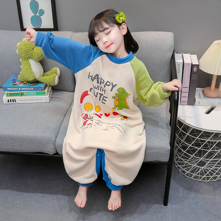 子供用パジャマ秋冬コーラルベルベット連体服ホームウェア男女宝加厚登服赤ちゃんフランネルパジャマ|undefined